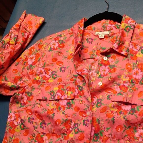 GAP Vibrant Pink Floral Shirt Dress XS Cotton - Picture 7 of 7